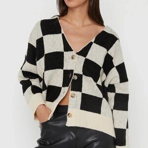 Oak + Fort Checkered Button Front Cardigan